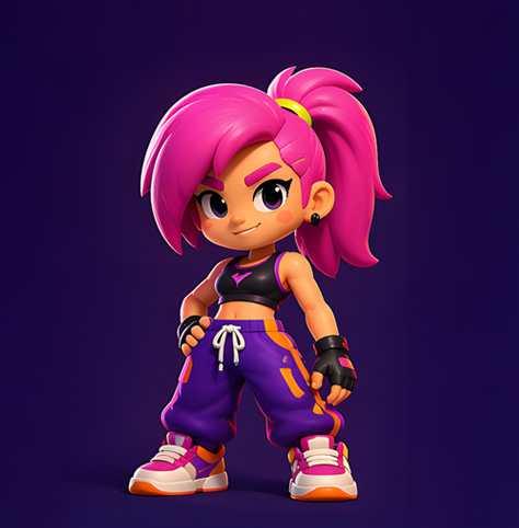 Neon mascot — coach for Side Bends